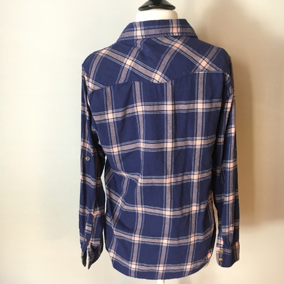 JACH'S GIRLFRIEND Blue Plaid Flannel Shirt Size M - Picture 2 of 7